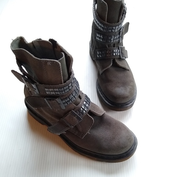 Dr. Martens Shoes - Doc Martens • Hayley gray studded buckle boots